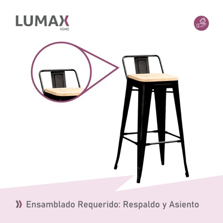 Taburete con respaldo Tolix en metal con asiento de madera Negro