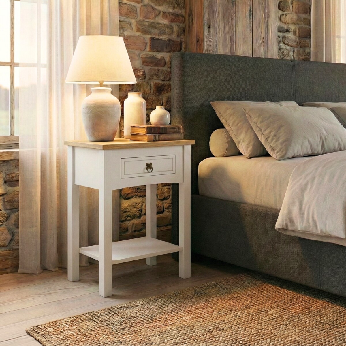 Mesa de luz Sommier - Linea Mexicana - Blanco 