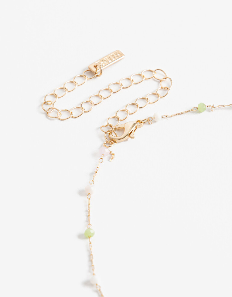 Collares Cortos Color Collar Corto Metal Y Beads - Dorado