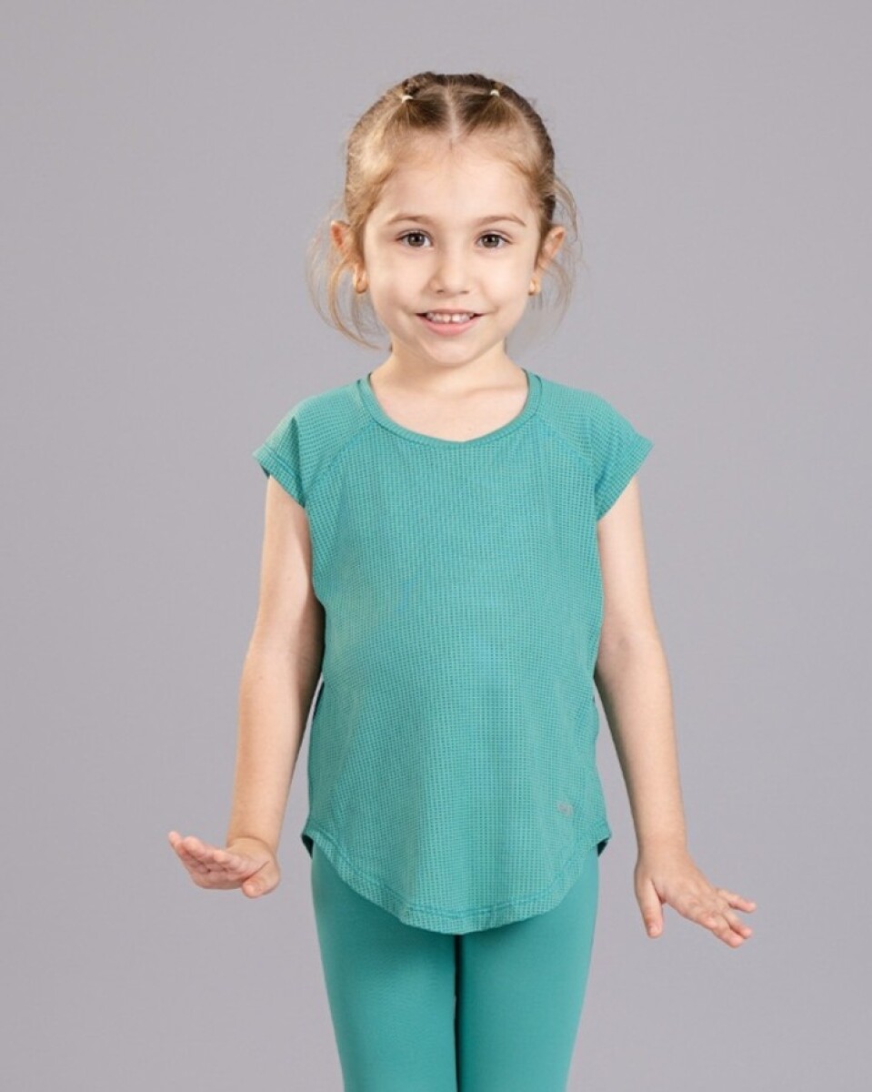 Remera Deportiva para Niñas. - Verde Oscuro 