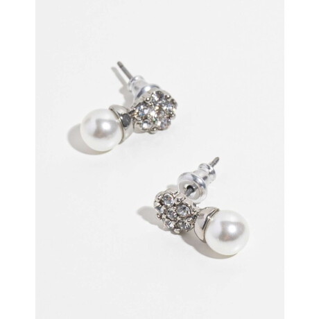 Aros Con Strass Y Perla Plateado Rodio