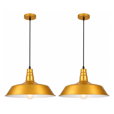 Pack x2 Lámpara Colgante Vintage E27 Acero Retro Decorativa Dorado
