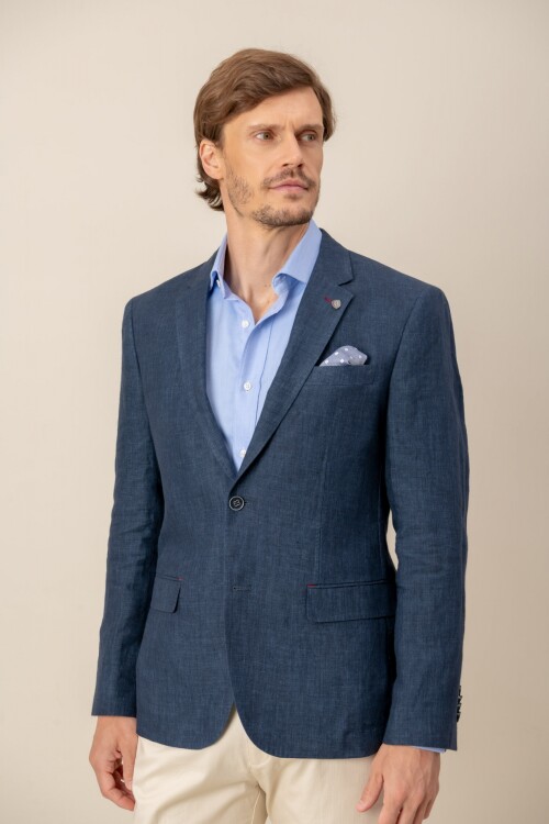 Saco Lino Custom fit Navy