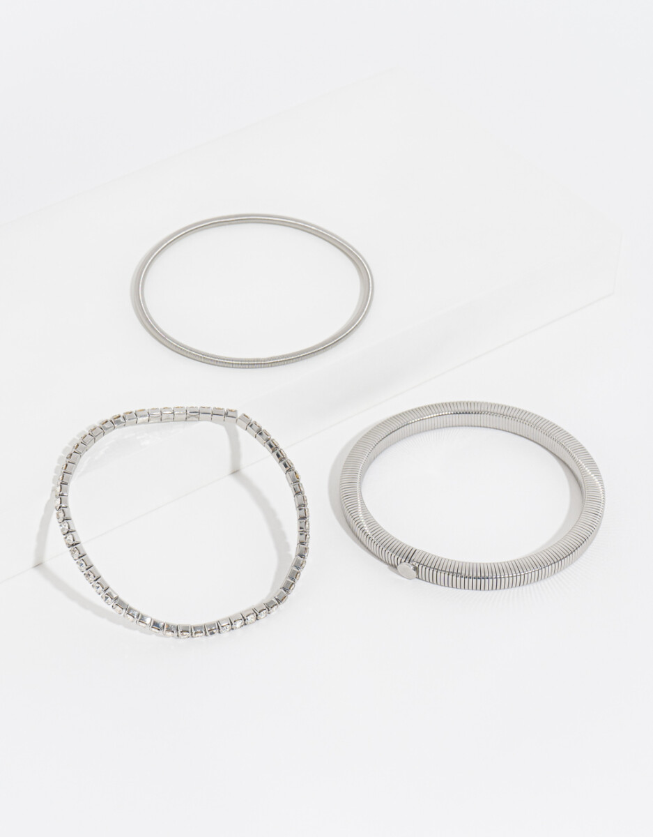Set De Pulseras Con Strass 