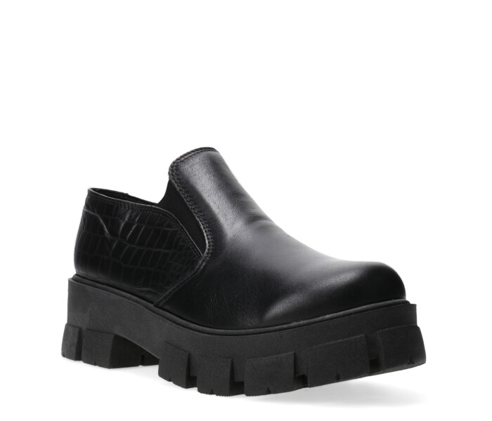 Zapato de cuero con plataforma Negro