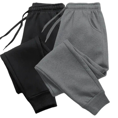 SetX2 Pantalón Deportivo Puño Corderito Jogging Unisex Negro Gris Oscuro