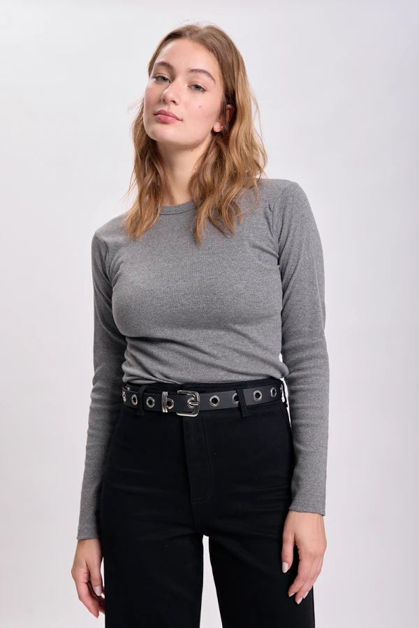 Remera rib Gris