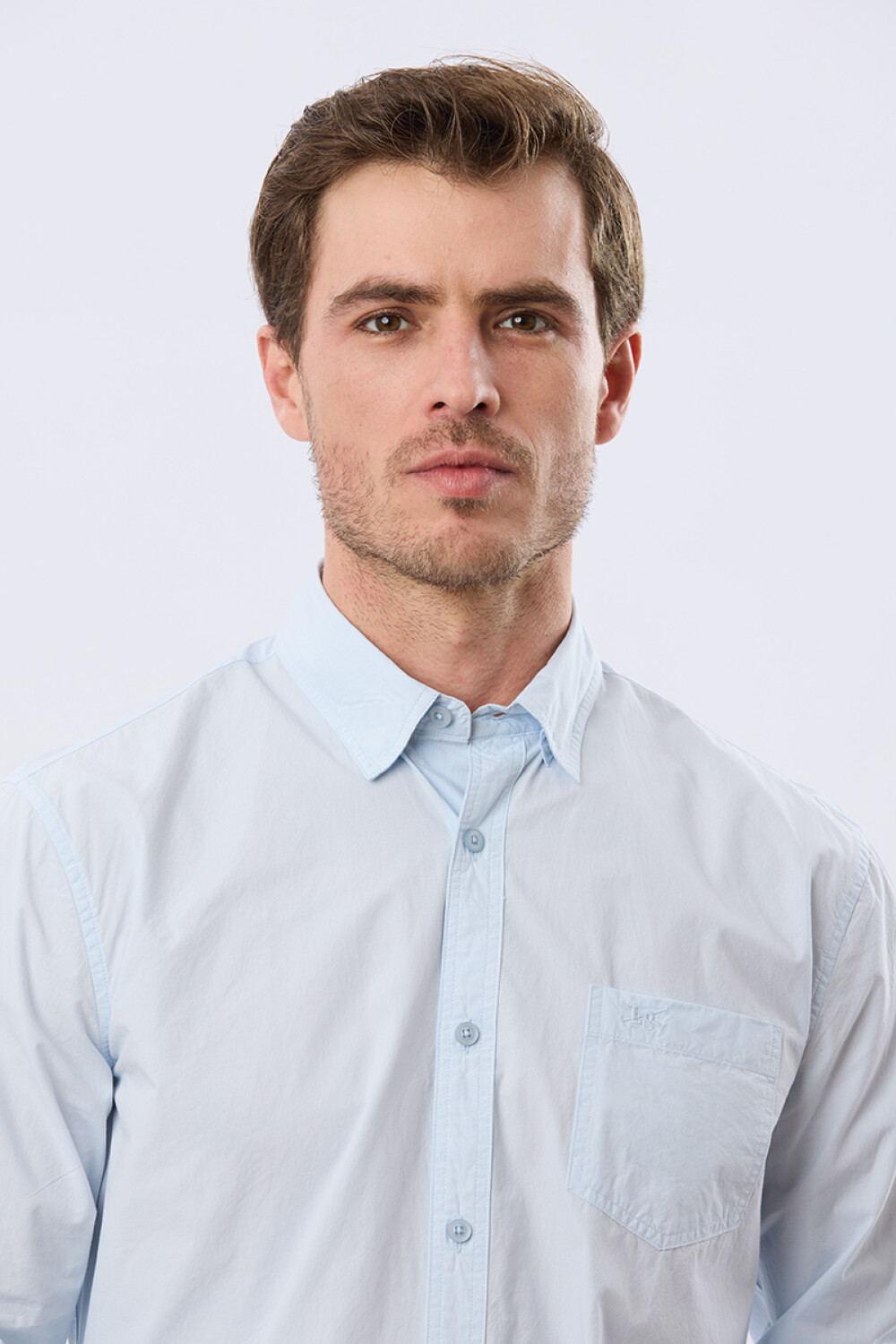CAMISA CUADROS DE ALGODÓN Celeste