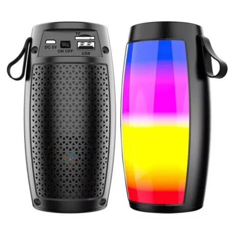 Parlante A Batería Con Luz Led Colores Y Bluetooth Negro