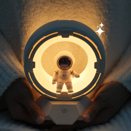 Lampara Veladora Astronauta En Anillo De Luz Blanco