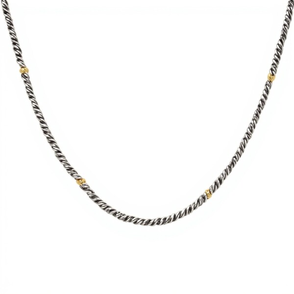 Cadena Tourbillon-Plata y Oro-Sin Piedra-CD5002 sinpiedra