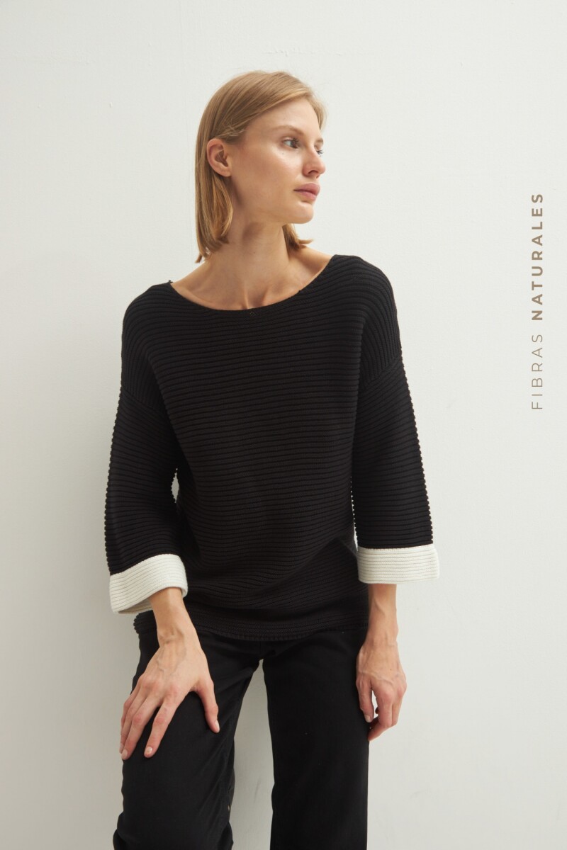 Sweater color block - negro 