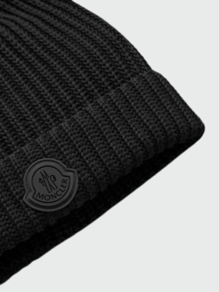 Moncler -Gorro de algodón con logo, MONCLER Negro