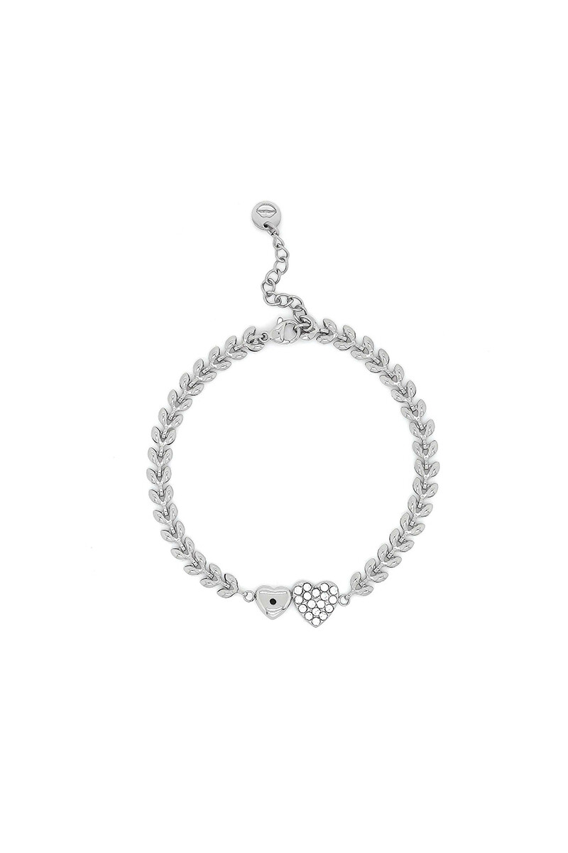 Pulsera Doble Corazon Oreiro plateado