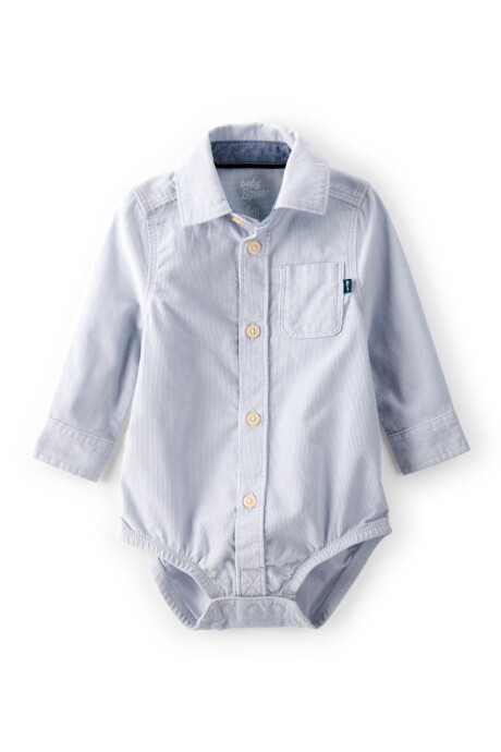 Body de pana, tipo camisa, celeste Sin color