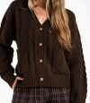 Cardigan Texturado Lana Chocolate