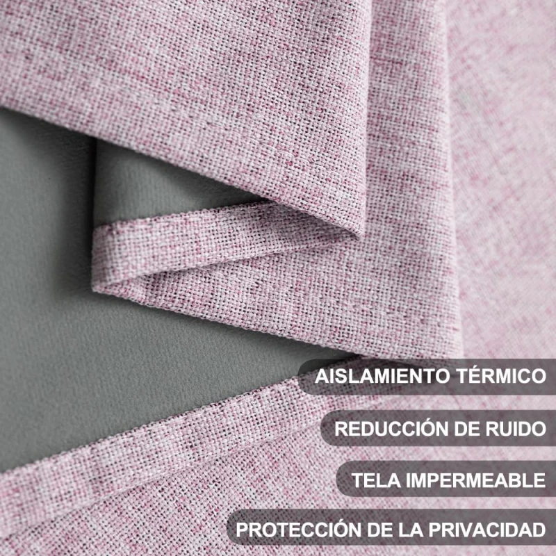 Cortina 2 Paños 140 X 220 Cm Textura Lino Blackout Violeta