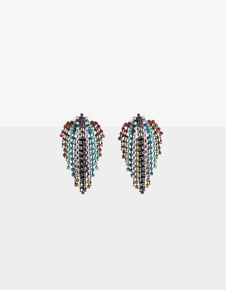 Aros Largos Strass Multicolor 