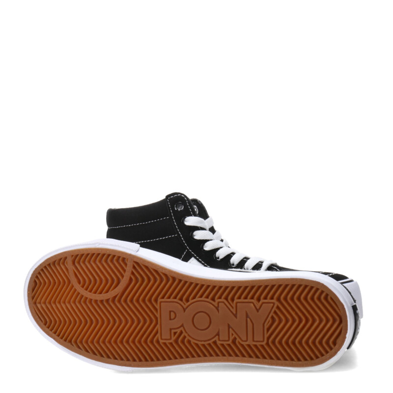 Botas Unisex PONY Plataforma Casual Lona Negro - Blanco
