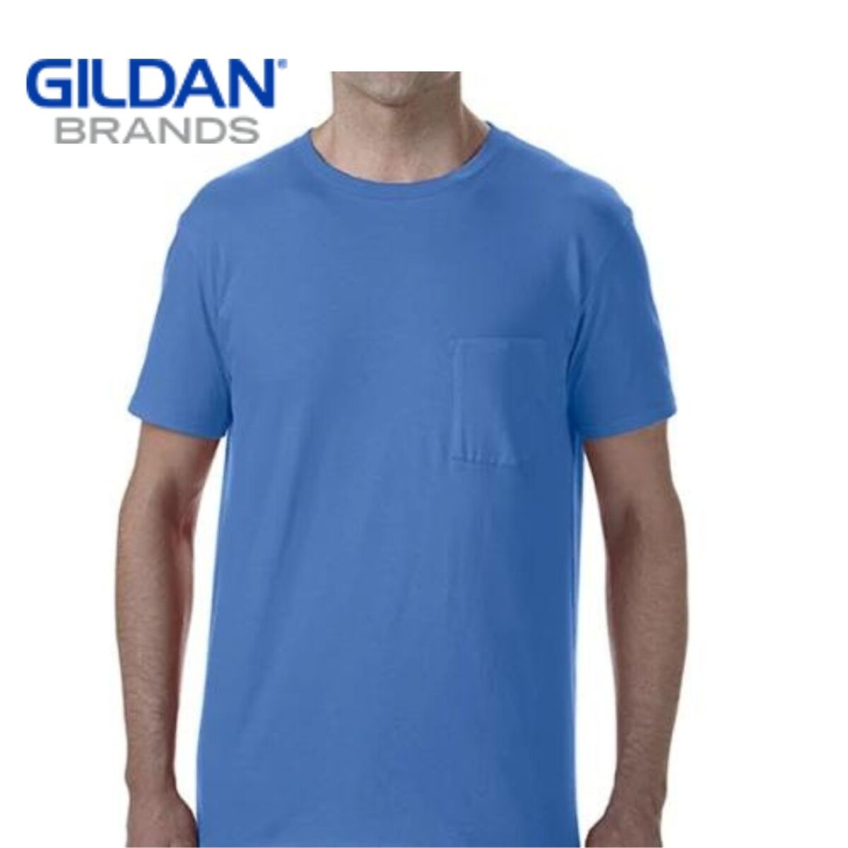 Camiseta Básica Gildan Con Bolsillo - Azul francia 