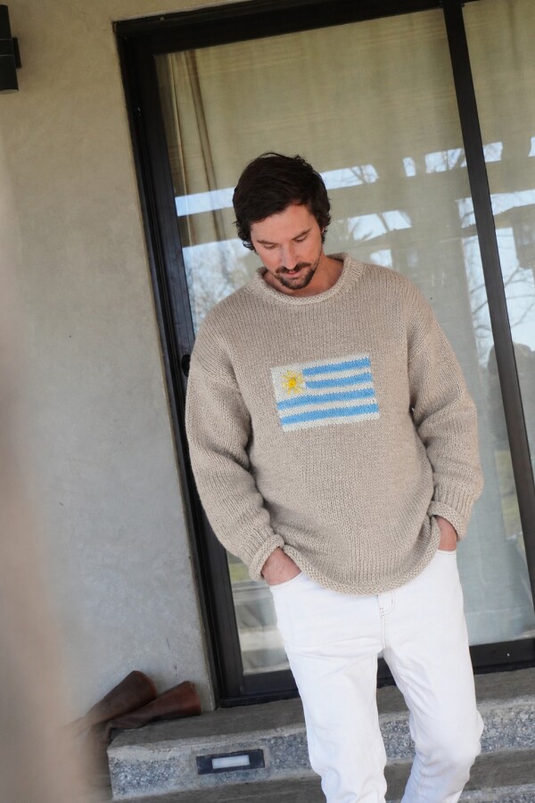 Sweater Flag Handmade Men Beige