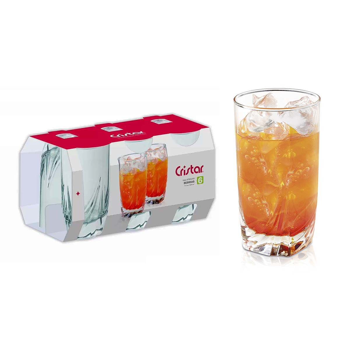 Set vasos Strauss alto 335 ml CRISTAR 