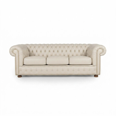 Sofá Chesterfield Novo - Cuero Básico - 3 cuerpos Off White - (Preventa)