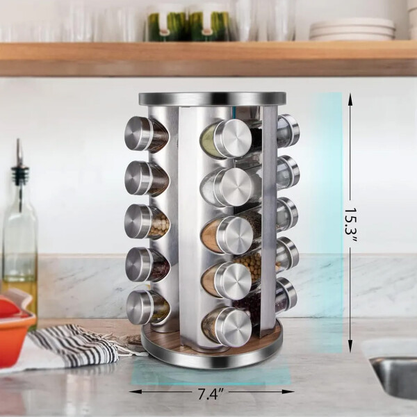 Especiero Giratorio 20 Frascos Vidrio Para Condimentos Cocina Acero Inoxidable Imback Especiero Giratorio 20 Frascos Vidrio Para Condimentos Cocina Acero Inoxidable Imback
