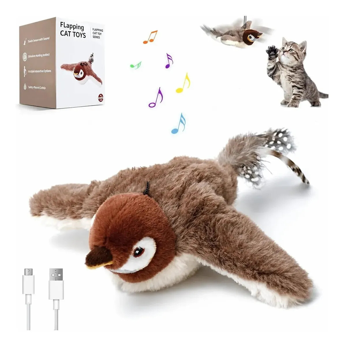 Juguete Para Gatos Pájaro Con Sonido Y Movimiento 
