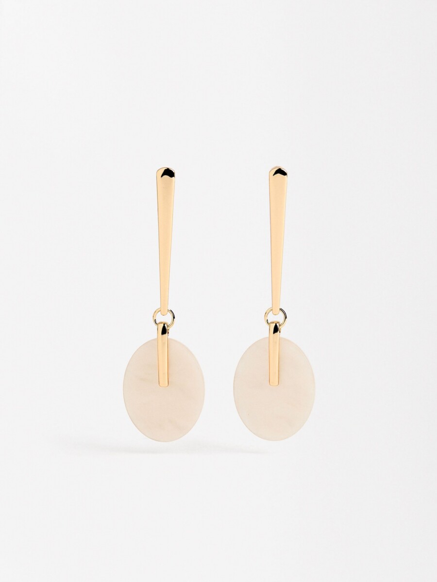Pendientes Largos Con Círculo Perlado beige