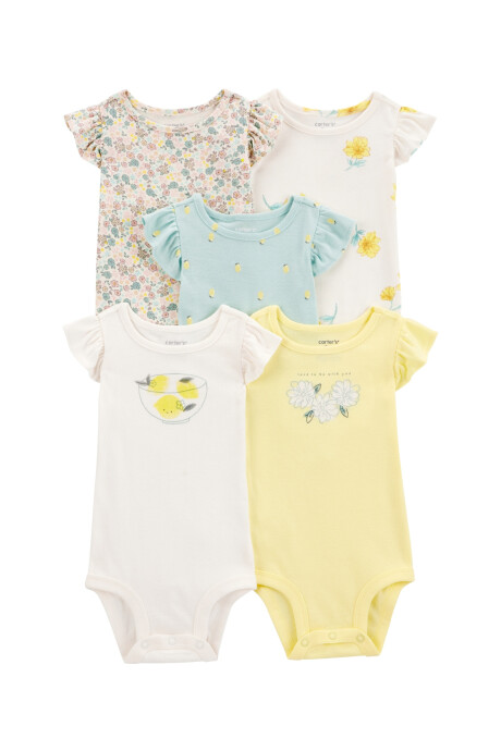 Pack cinco bodies de algodón, diseño floral Sin color