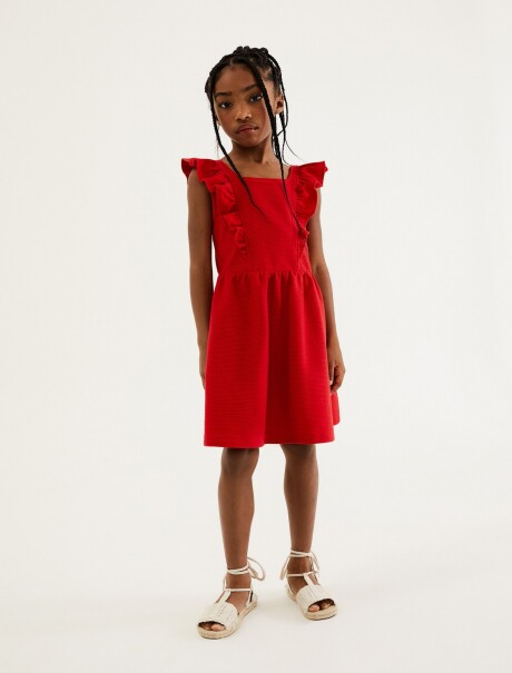 VESTIDO INFANTIL CON VOLADOS ROJO