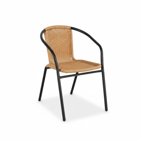 Silla De Patio Simil Ratan y Acero Clásica Beige 4653 Silla De Patio Simil Ratan y Acero Clásica Beige 4653