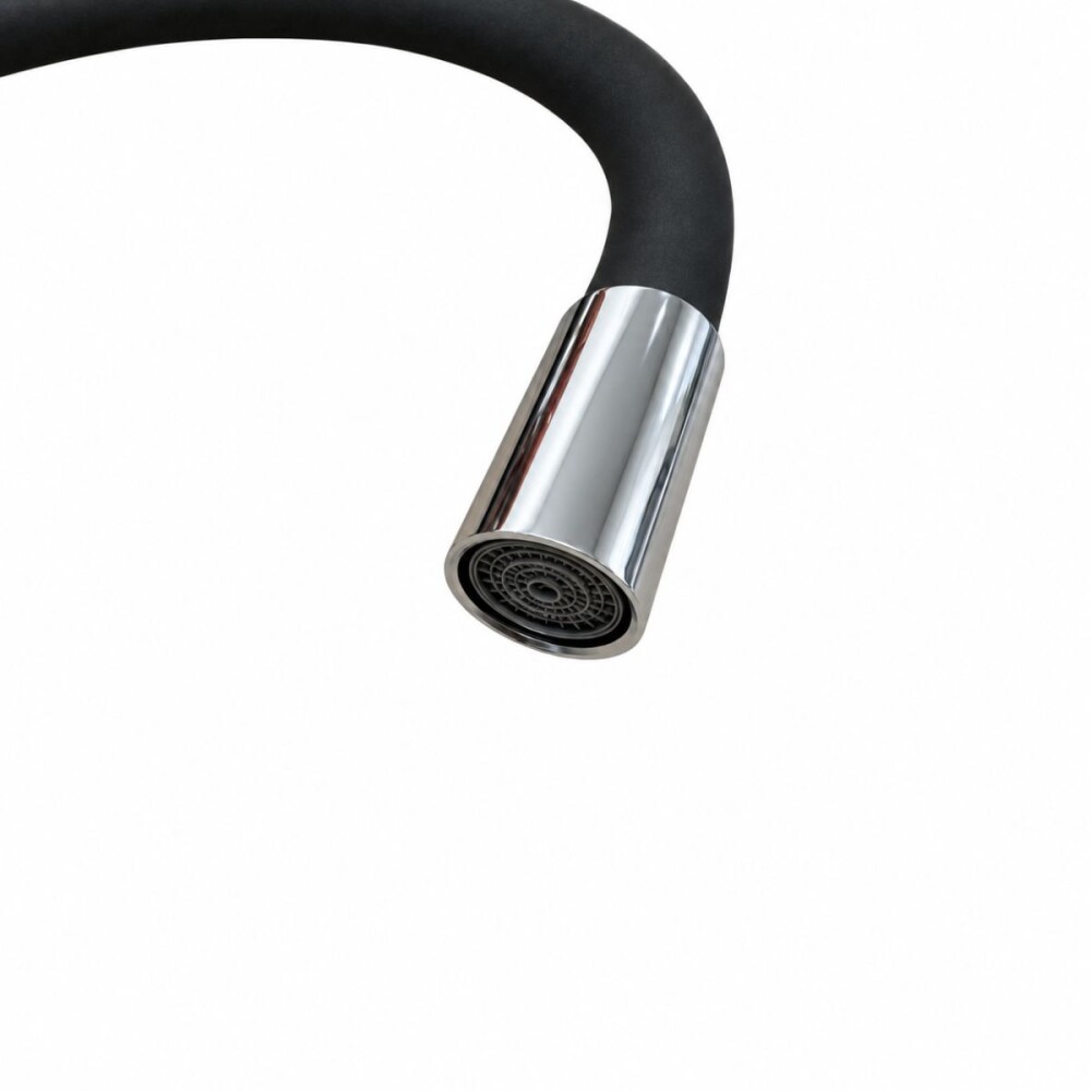 Grifería de Cocina Monocomando de pared pico Flexible Negro Murdock Cromado Brillante Grifería De Cocina Monocomando De Pared Pico Flexible Negro Murdock Cromado Brillante
