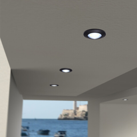 Luminaria embutir para techo negro 1,7W cálida Ø50mm IP55 FL0947