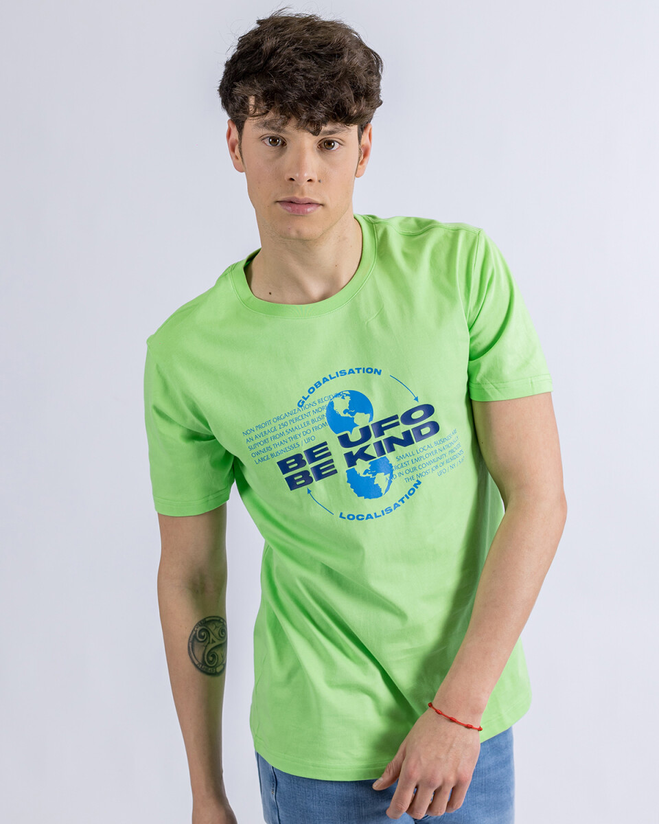 Camiseta en algodón estampada UFO Kind verde - XL 