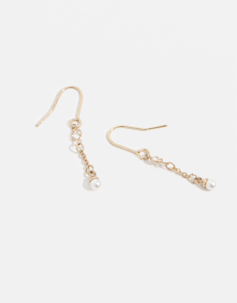Aros Colgantes Largos Strass Aros Largos Con Cubic - Dorado