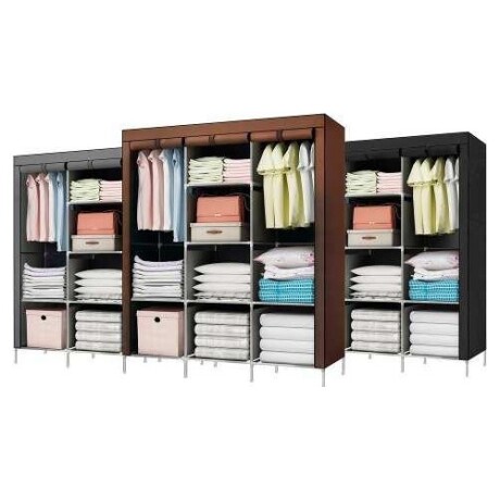 Ropero de 8 Estantes Desmontable de Caño y Tela TNT 130x45x175 Negro