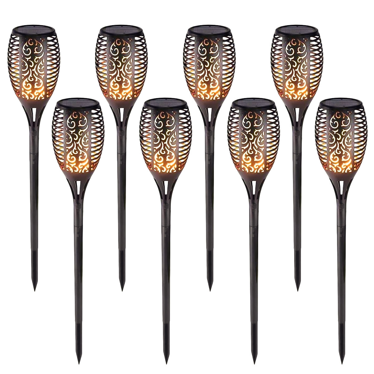 Set x8 Antorcha Led Lámpara Solar Efecto Llama Estaca - Hog007004 