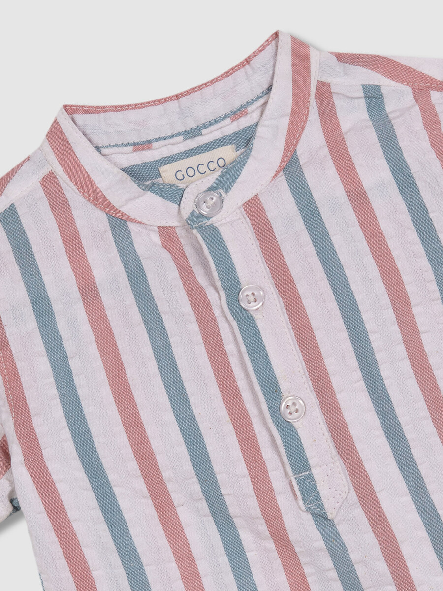 Camisa De Rayas Azul Claro