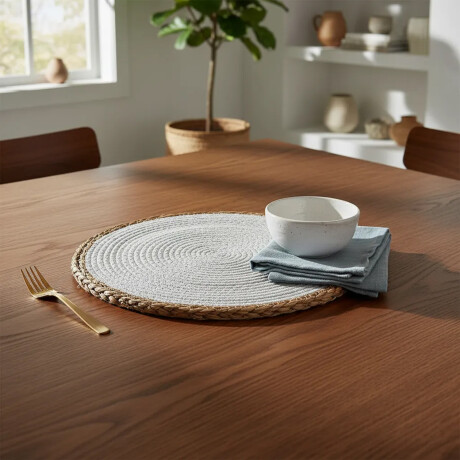 Mantel Individual en Fibra Natural y Algodón Ø38Cm Paramount Gris