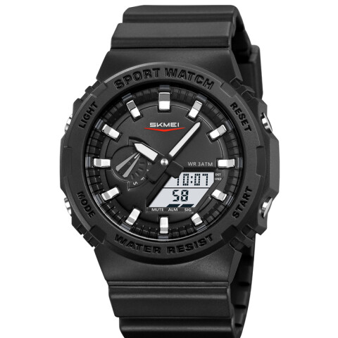 Reloj Skmei 2351BKWT color negro con detalles blancos para hombre Negro