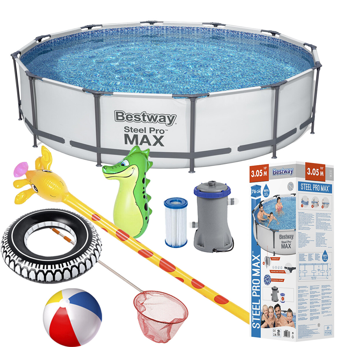 Piscina Bestway Estructural 4678 L + Bomba + Regalos! - Gris 