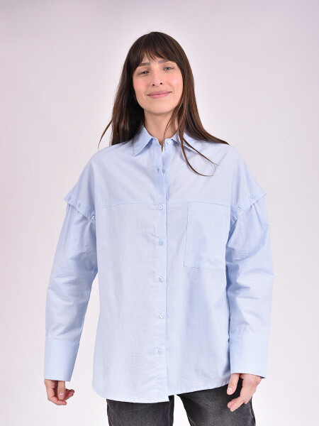 CAMISA MANGO CELESTE