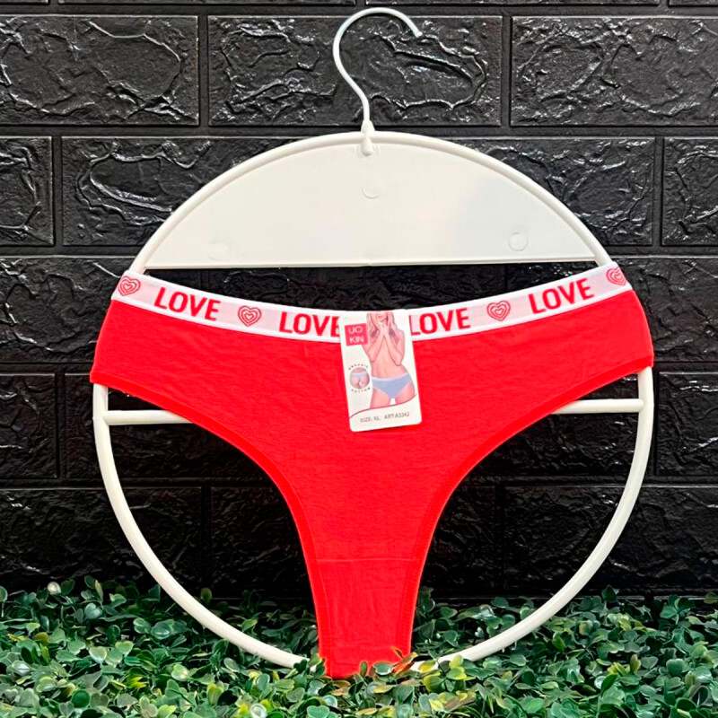 Tanga Colaless Love De Algodón Rojo