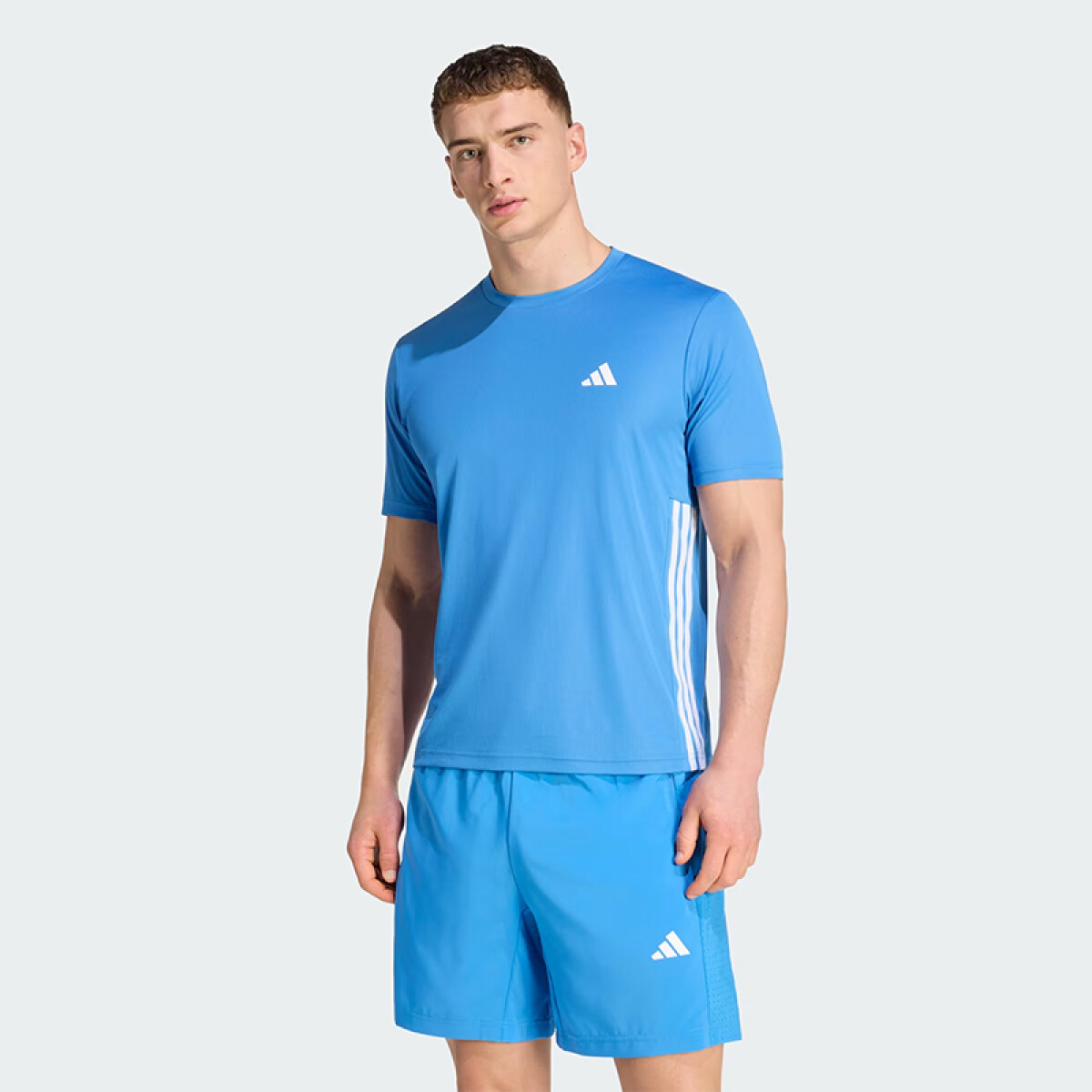 Remera Adidas Workout Essentials Base 3 Rayas - Azul 