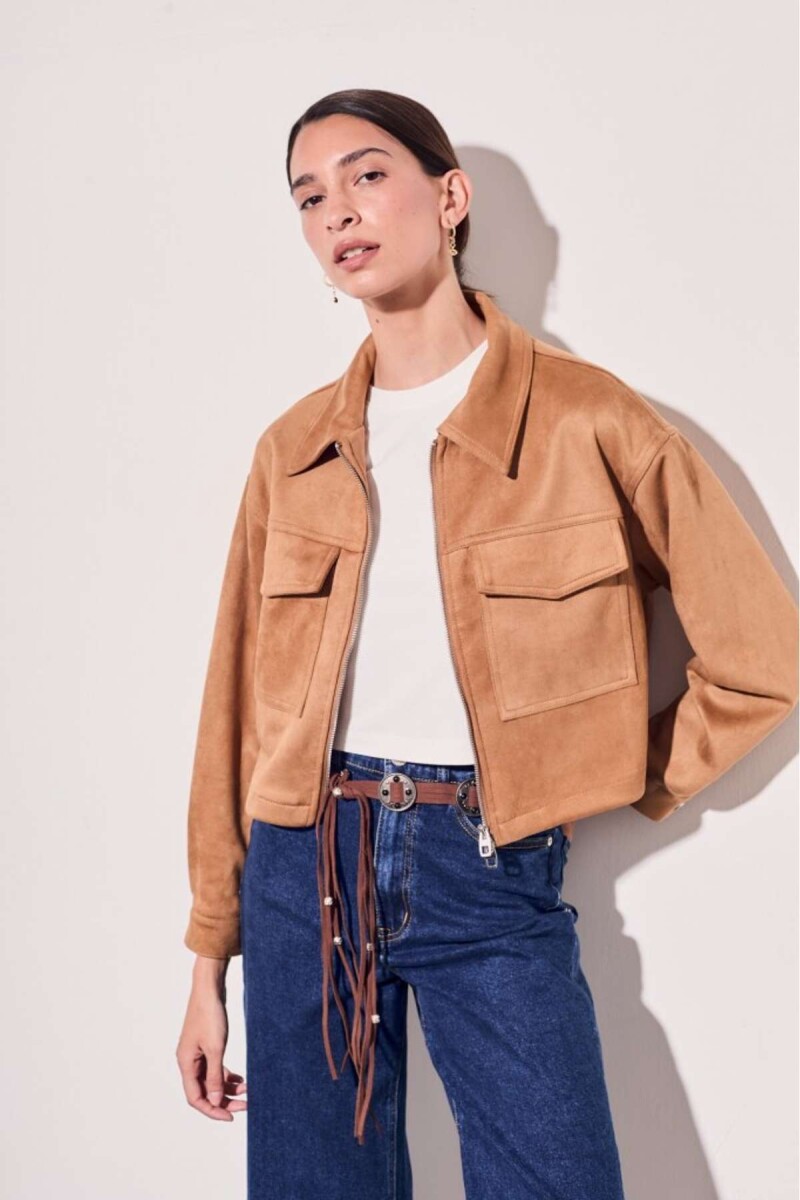 Campera Gamuza Cuero Vegano - Whisky 