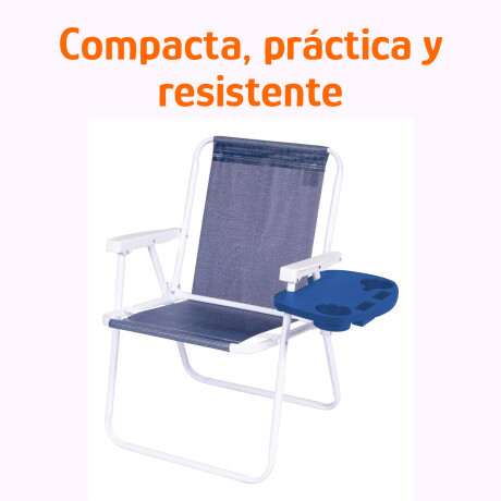 Set de Silla Playa Pleg Alum + Mesa Lateral Portable Azul Azul Marino