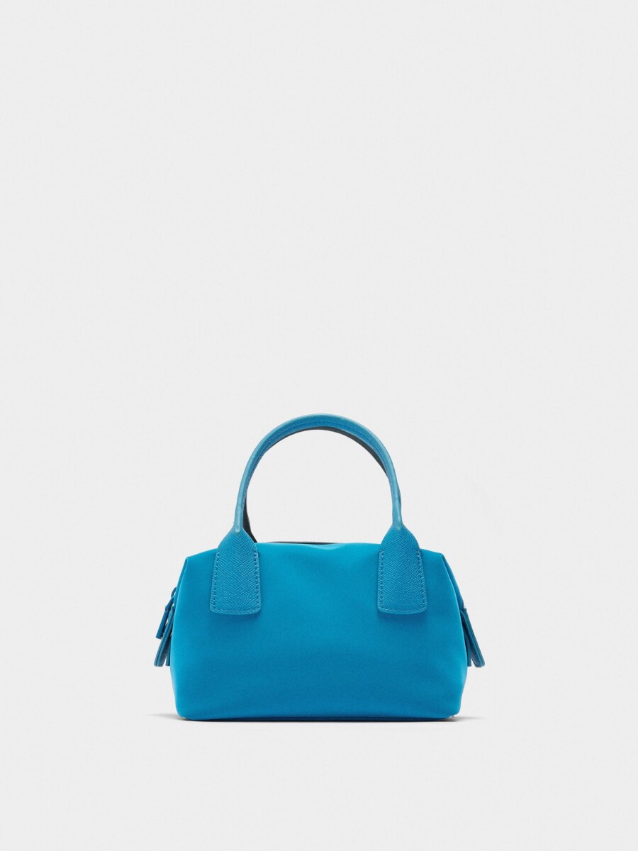 Bolso Tote Textura Suave Con Bandolera azul