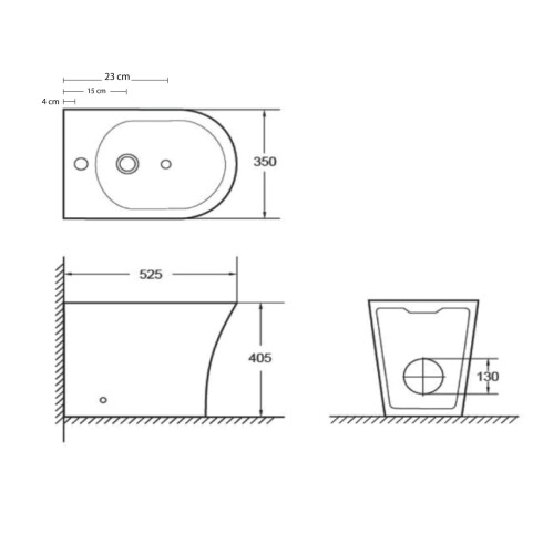 Bidet 1 Agujero Con Transferencia Blanco Br - 52,5X35X40,5 000